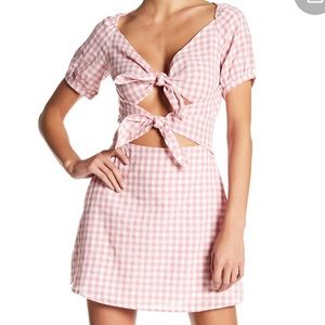 EMORY PARK Front Cut Gingham Mini Dress